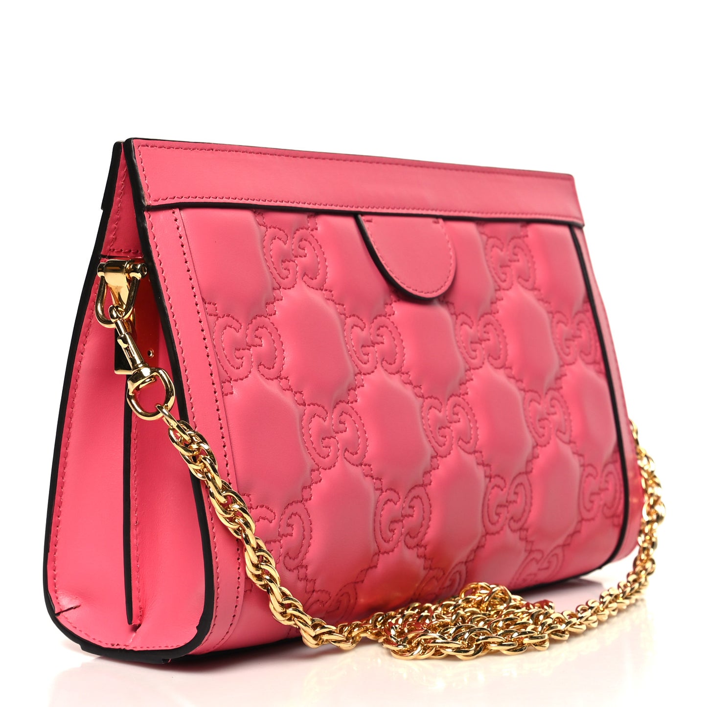 Calfskin GG Matelasse Small Slim Chain Shoulder Bag Rhodamine Pink Natural