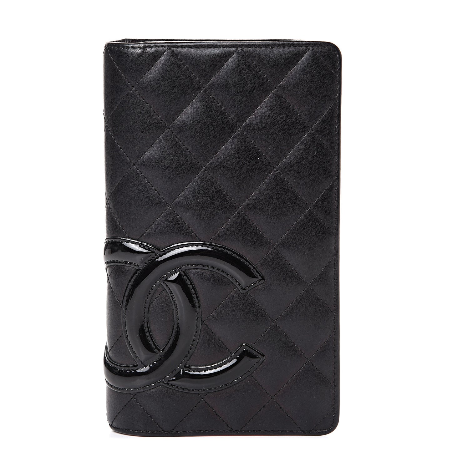 Calfskin Quilted Cambon Yen Wallet Black