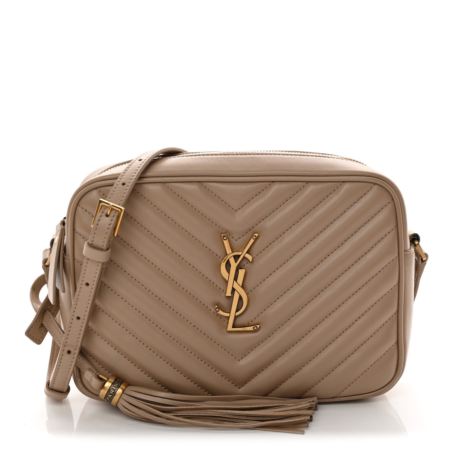 Saint Laurent Calfskin Matelasse Monogram Lou Camera Bag Dark Latte 1 of 12