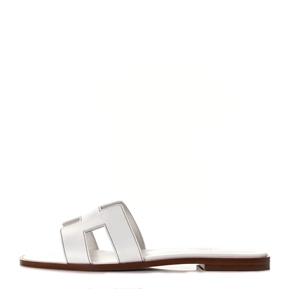 Hermes Box Calfskin Oran Sandals 39 White 1 of 9