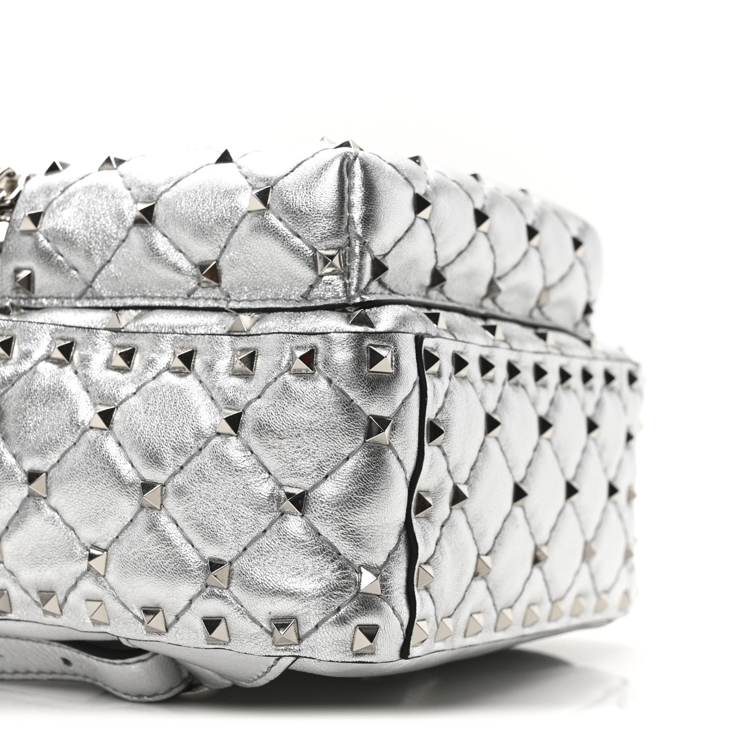 Valentino Garavani Metallic Nappa Mini Rockstud Spike Backpack Silver 8 of 9