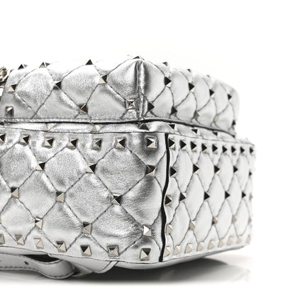 Valentino Garavani Metallic Nappa Mini Rockstud Spike Backpack Silver 8 of 9