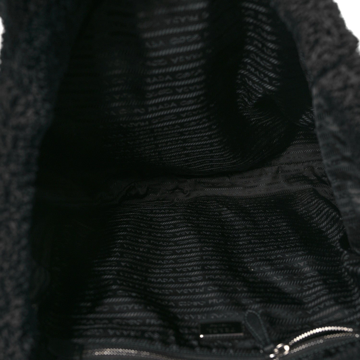Prada Terry Cloth Tote Bag Black White 5 of 10