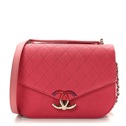 Chanel Grained Calfskin Quilted Medium Cuba Top Handle Flap Pink 1 of 9