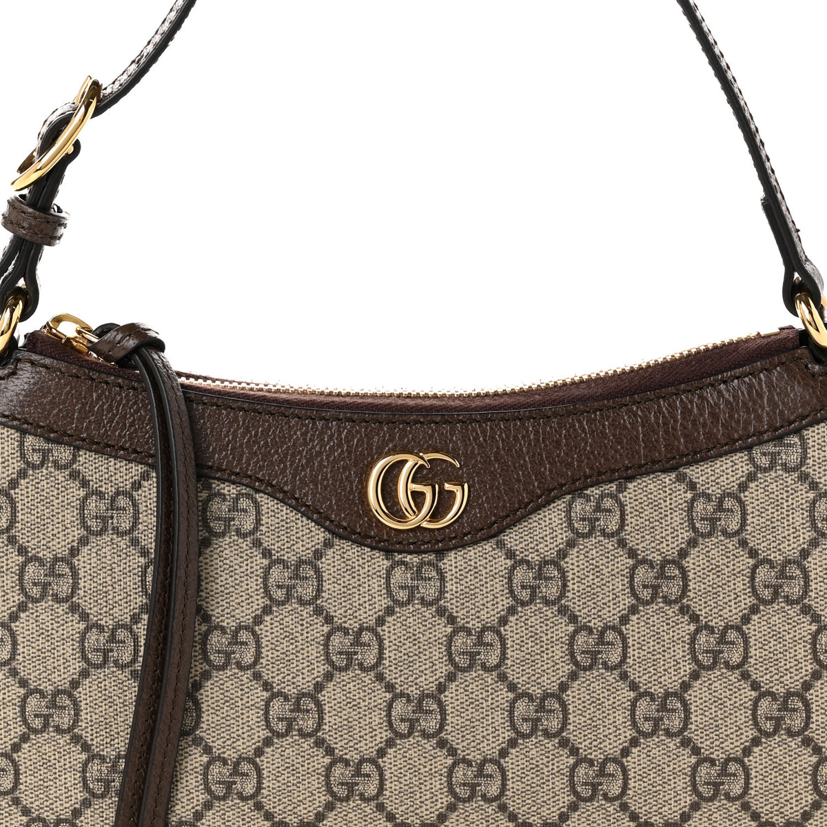 GG Supreme Monogram Textured Dollar Calfskin Small Ophidia Hobo Beige Ebony New Acero