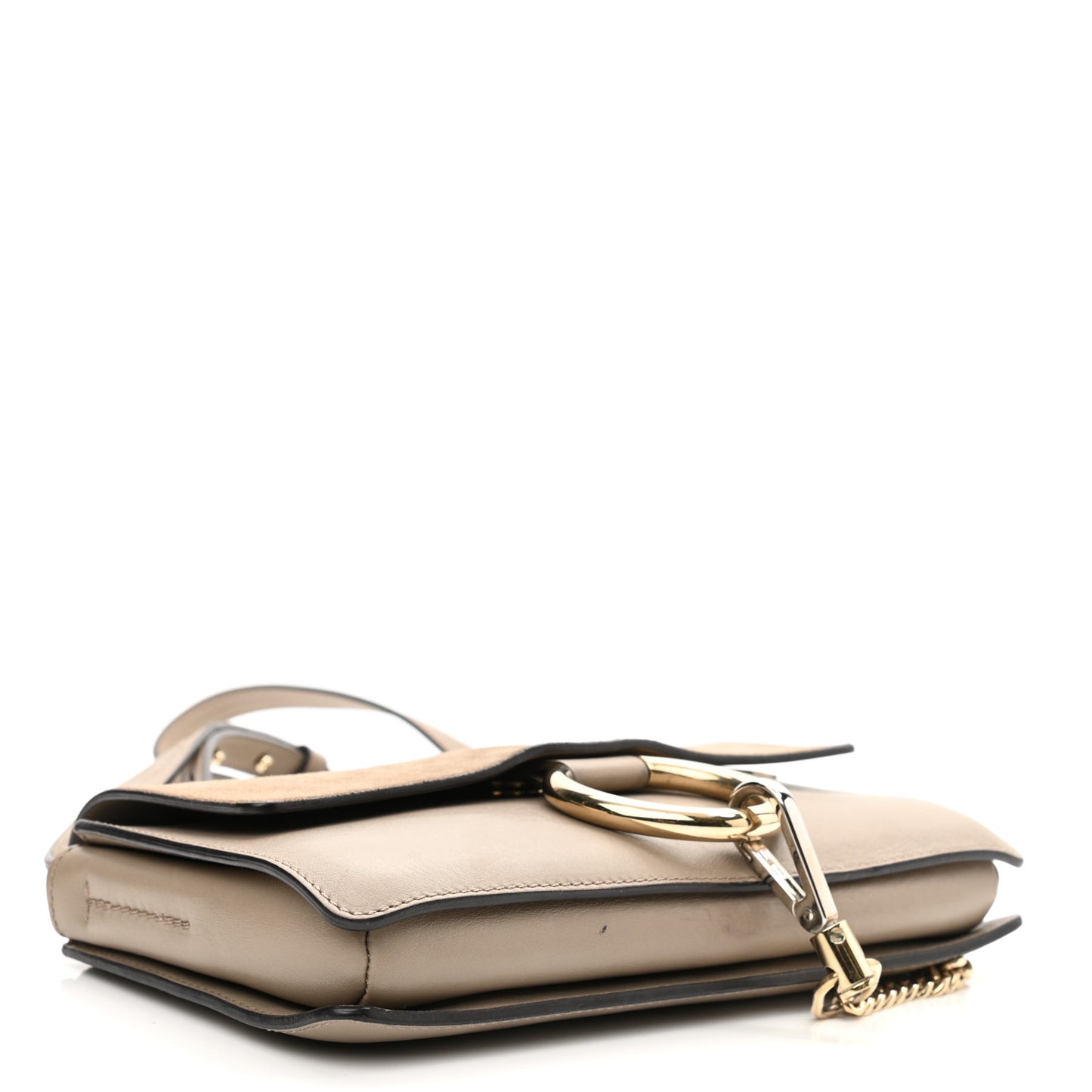 Suede Calfskin Small Faye Shoulder Bag Motty Grey