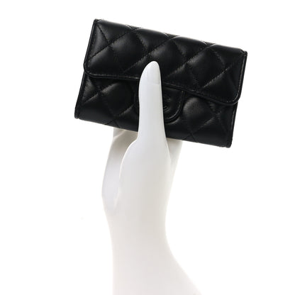 Chanel Lambskin Quilted Flap Card Holder Wallet So Black 2 of 9