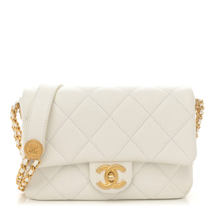 Chanel Caviar Quilted Small Twist Your Buttons Flap White 1 of 11