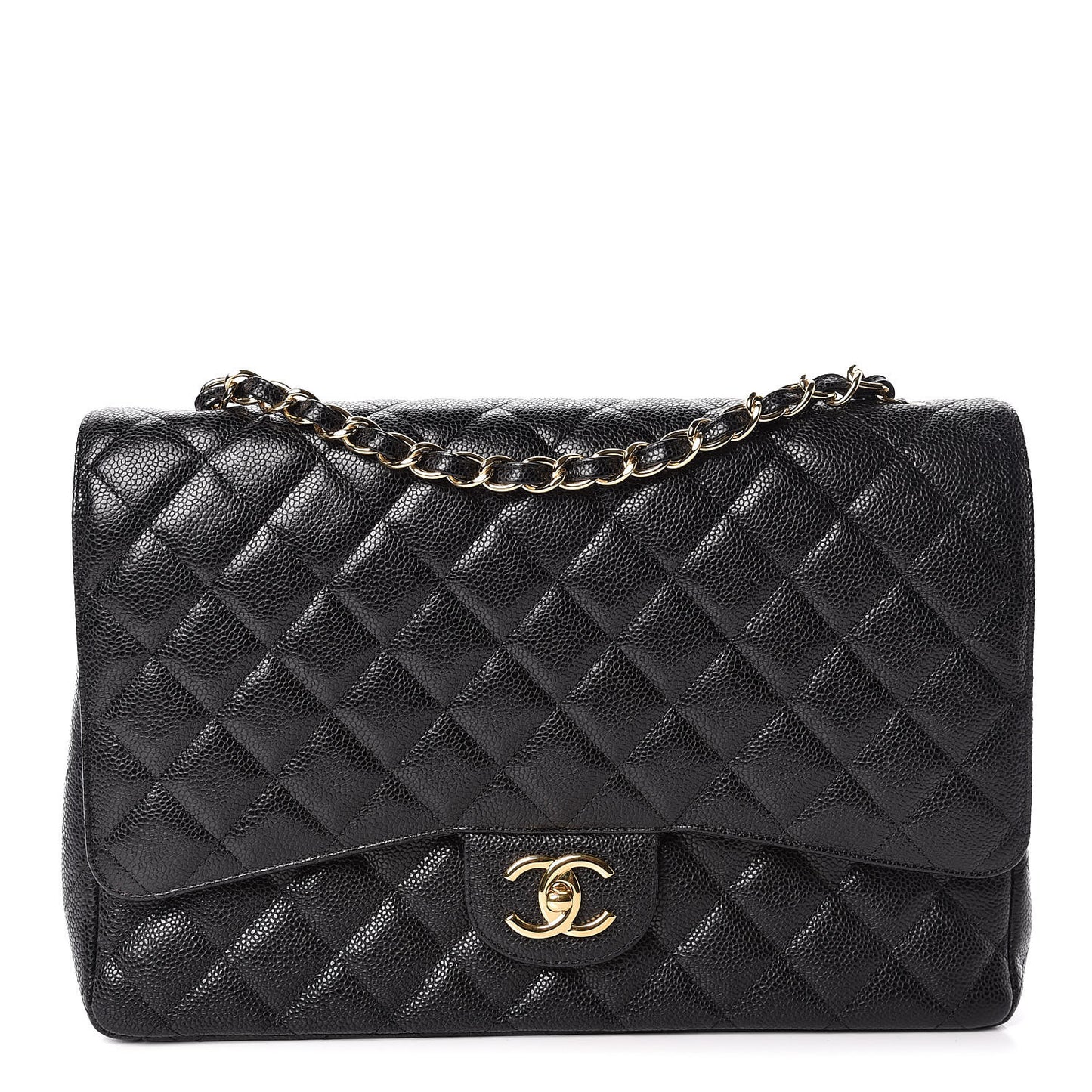 Caviar Quilted Maxi Double Flap Black