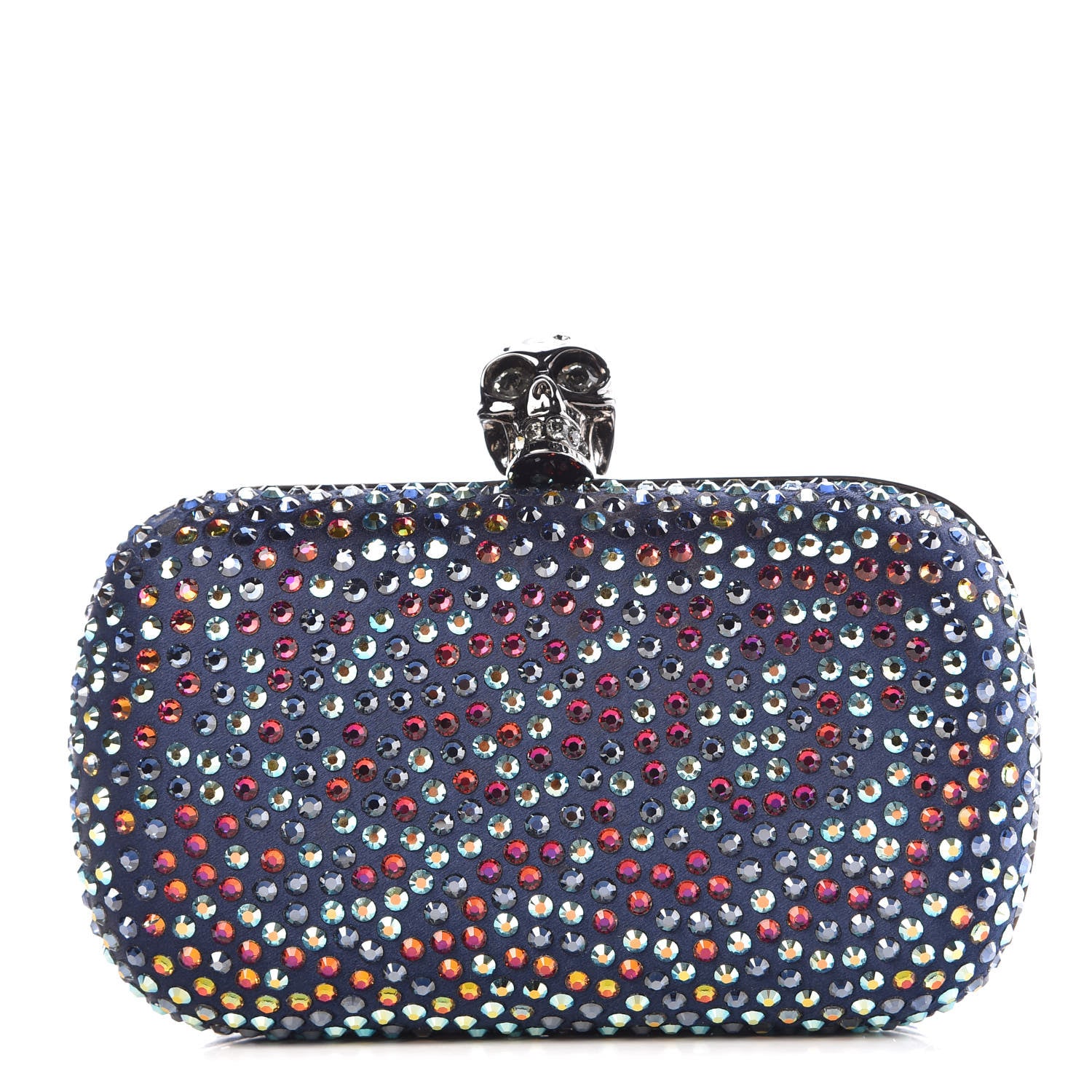Alexander McQueen Silk Crystal Skull Box Clutch Multicolor 1 of 8