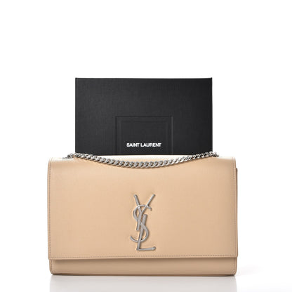 Saint Laurent Grain De Poudre Medium Monogram Kate Satchel Nude Powder 10 of 10