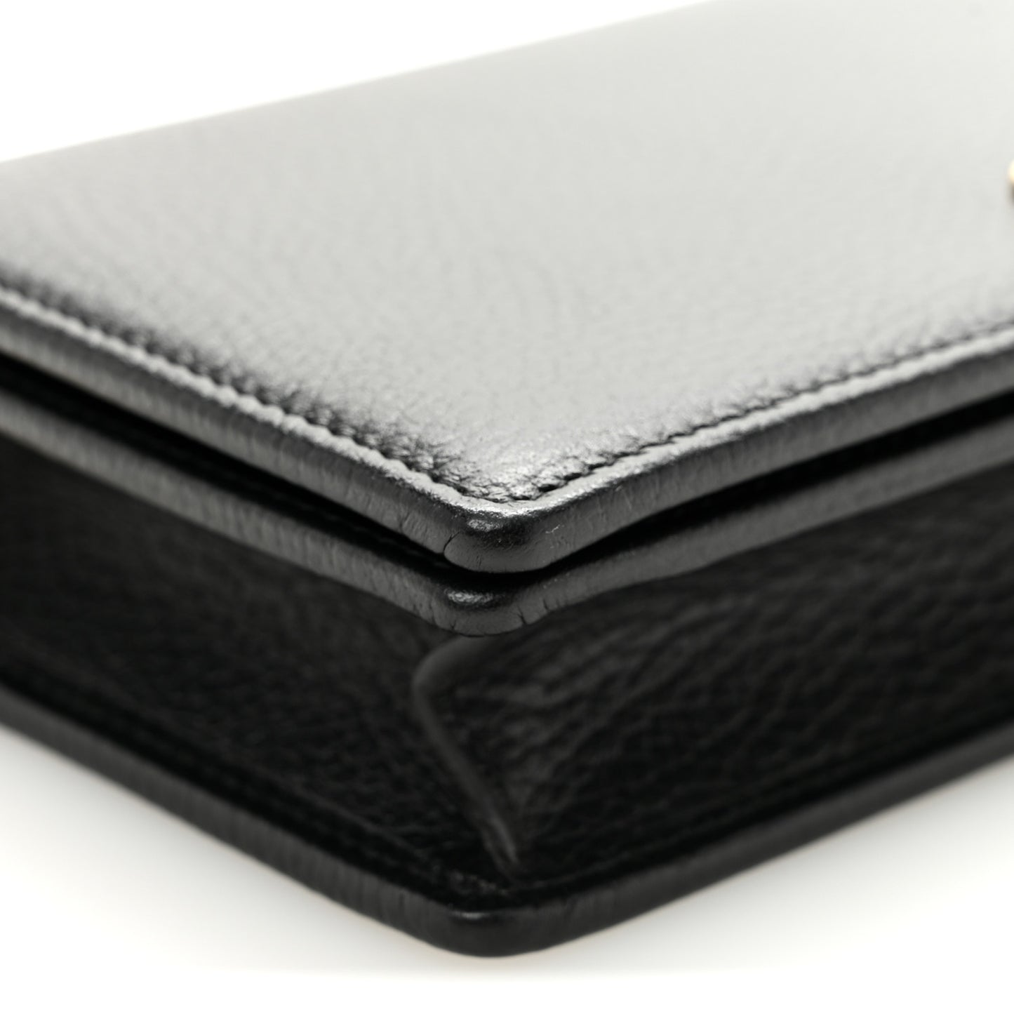 Calfskin Mini GG Marmont Chain Wallet Black