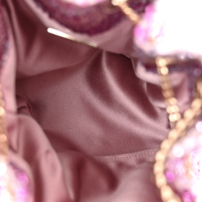 Jimmy Choo Satin Wave Degrade Hotfix Crystal Embellished Bon Bon Bucket Bag Pink Mix 5 of 10