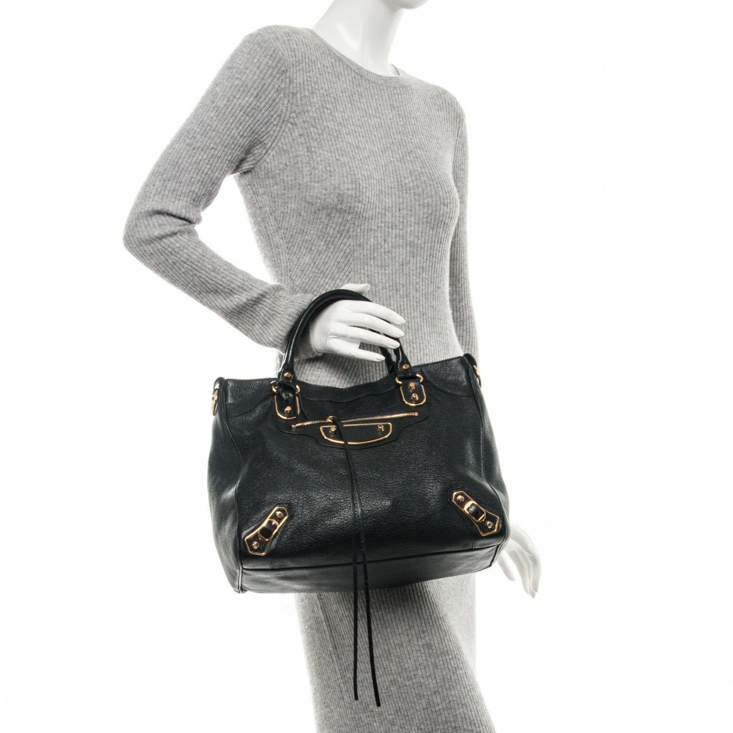 Balenciaga Chevre Gold Metallic Edge Hardware Velo Black 2 of 8