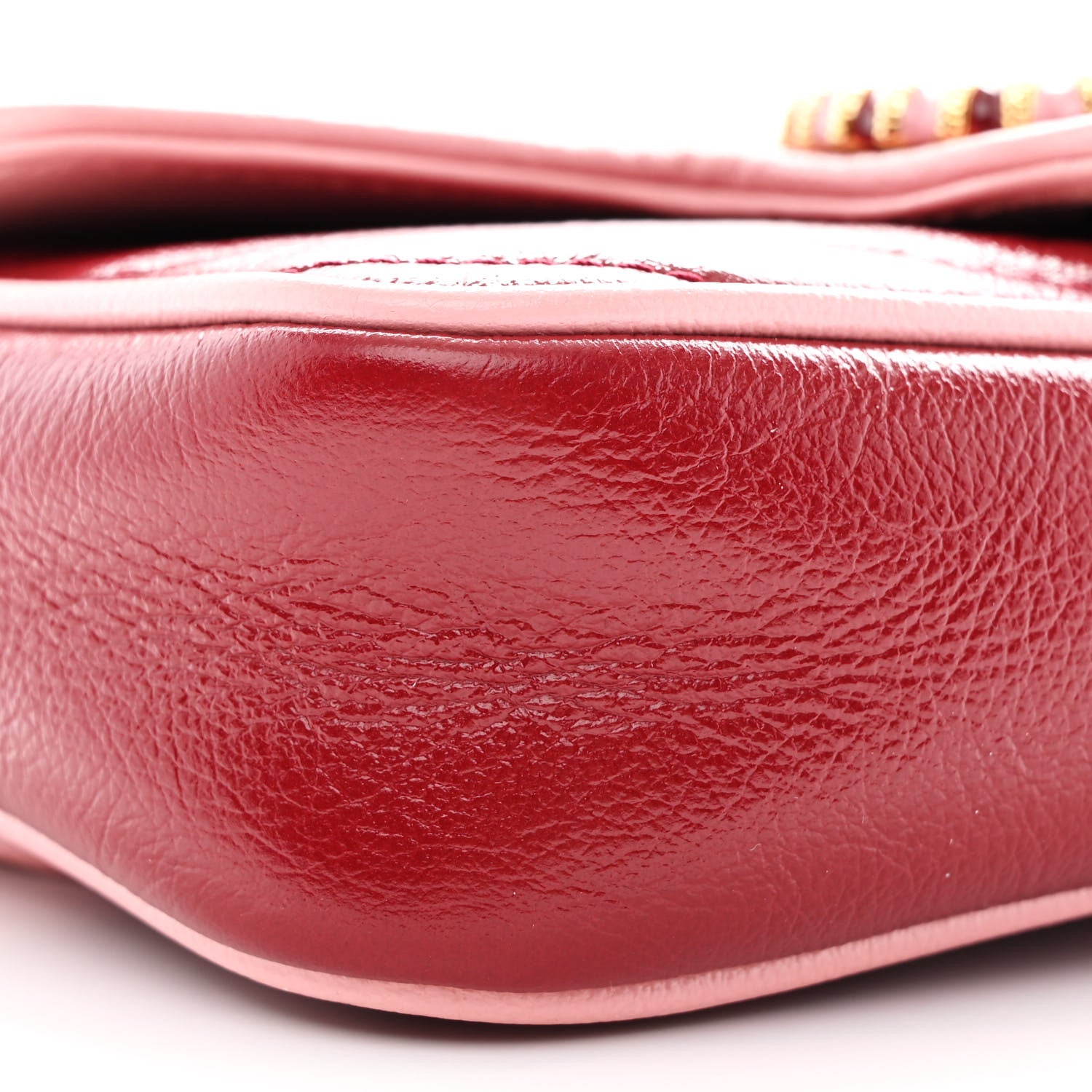 Gucci Azalea Calfskin Enamel Matelasse Diagonal Super Mini Torchon GG Marmont Shoulder Bag New Cherry Red Wild Rose 9 of 11