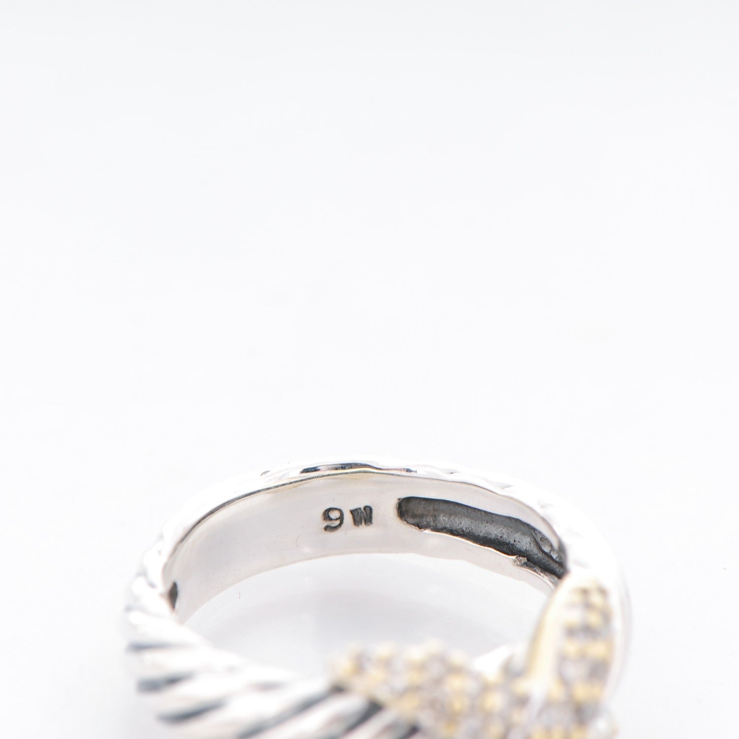 David Yurman Sterling Silver Diamond 9mm X Ring 51.5 6 4 of 7