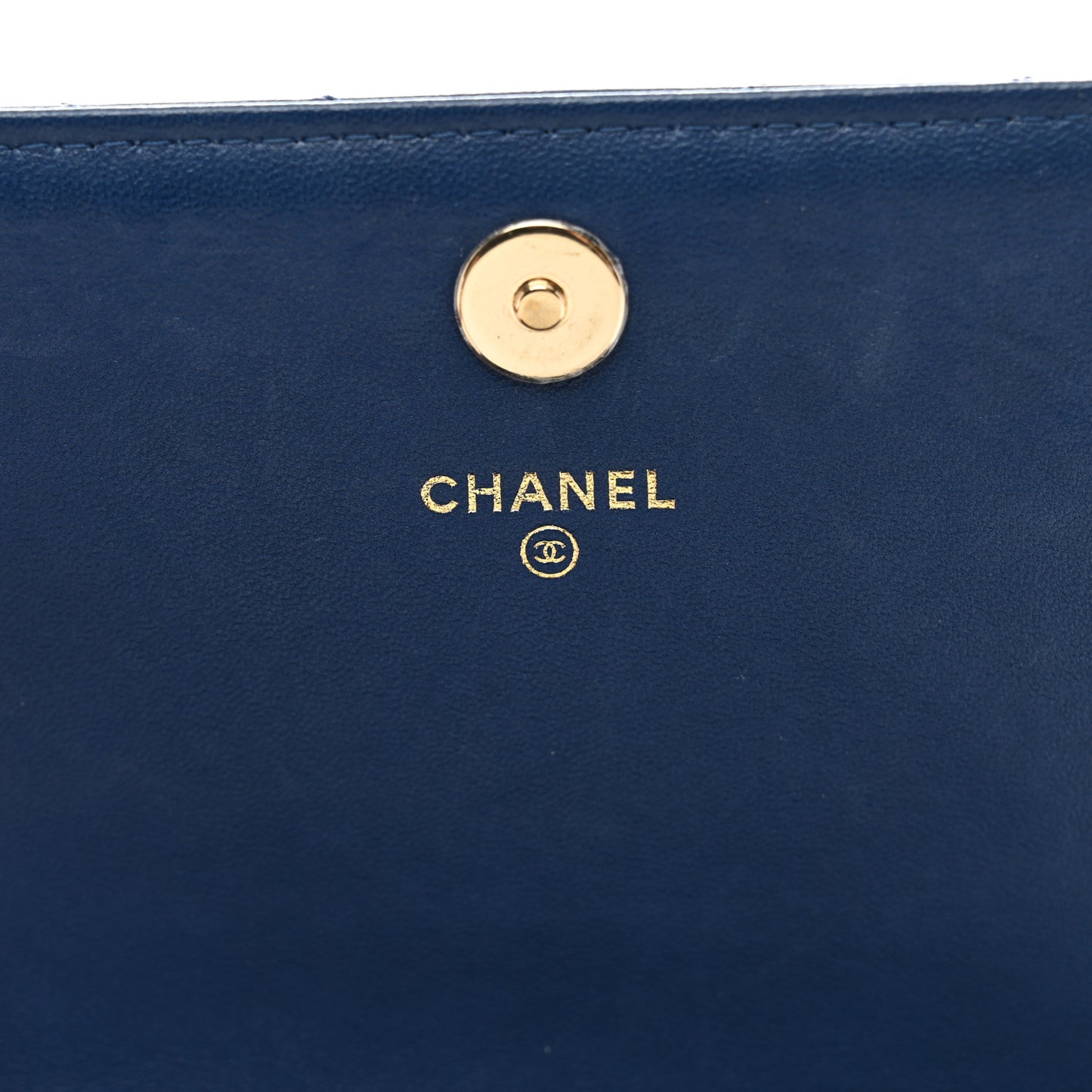 Lambskin Chevron Quilted Square Wallet On Chain WOC Blue