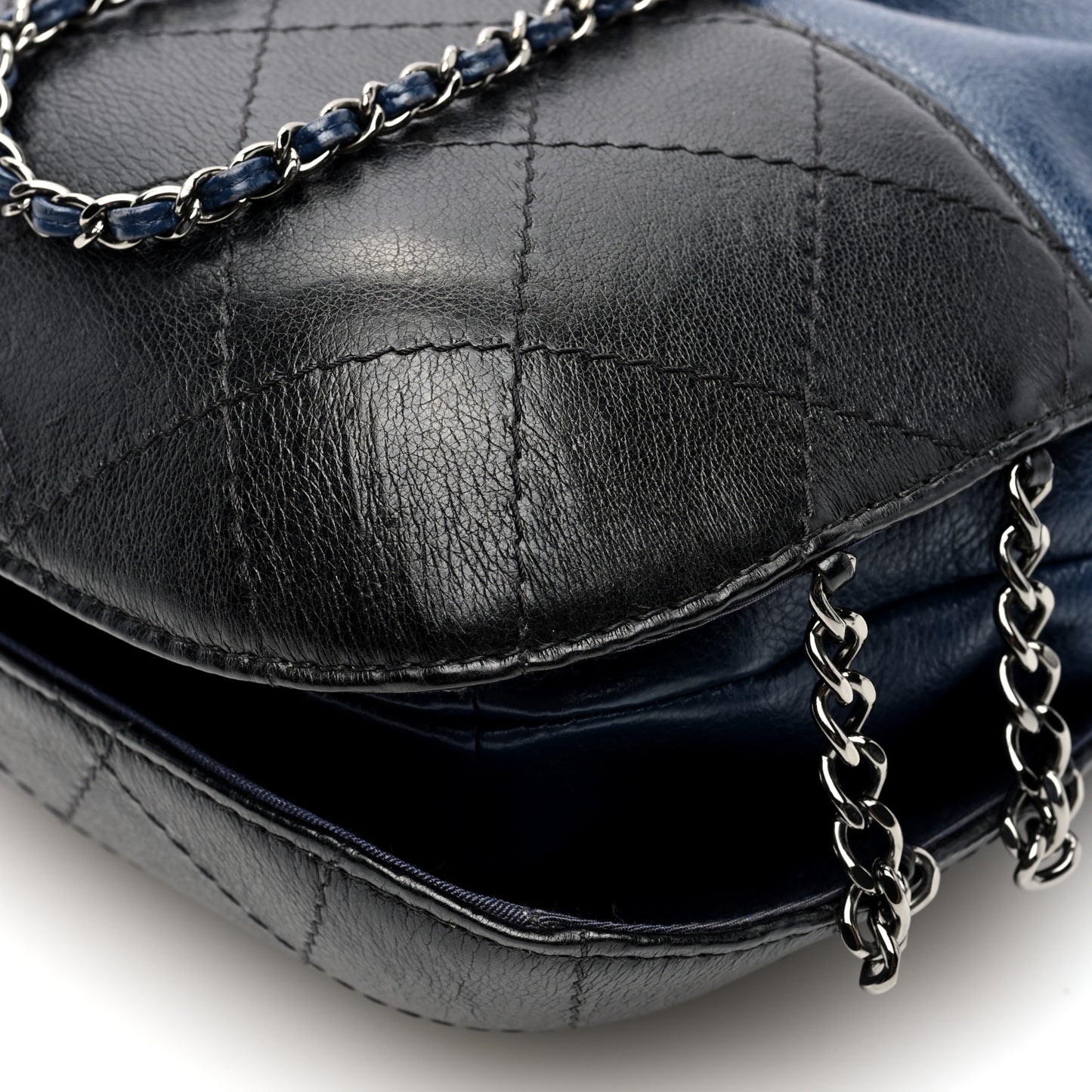 Calfskin Quilted Small Gabrielle Bucket Navy Blue Black