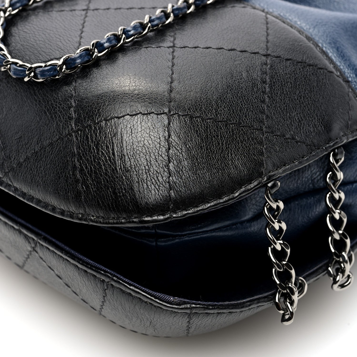 Chanel Calfskin Quilted Small Gabrielle Bucket Navy Blue Black 10 of 10