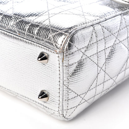 Christian Dior Metallic Grained Calfskin Cannage Small Lucky Badges My Lady Dior Silver 9 of 10