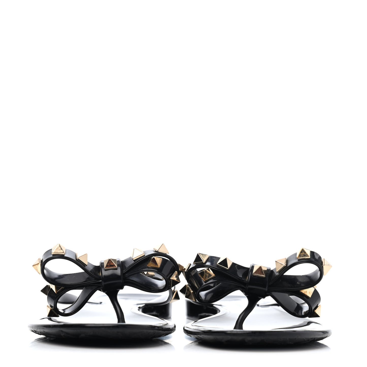 PVC Jelly Rockstud Bow Thong Sandals 37 Black