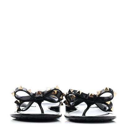 Valentino Garavani PVC Jelly Rockstud Bow Thong Sandals 37 Black 2 of 4