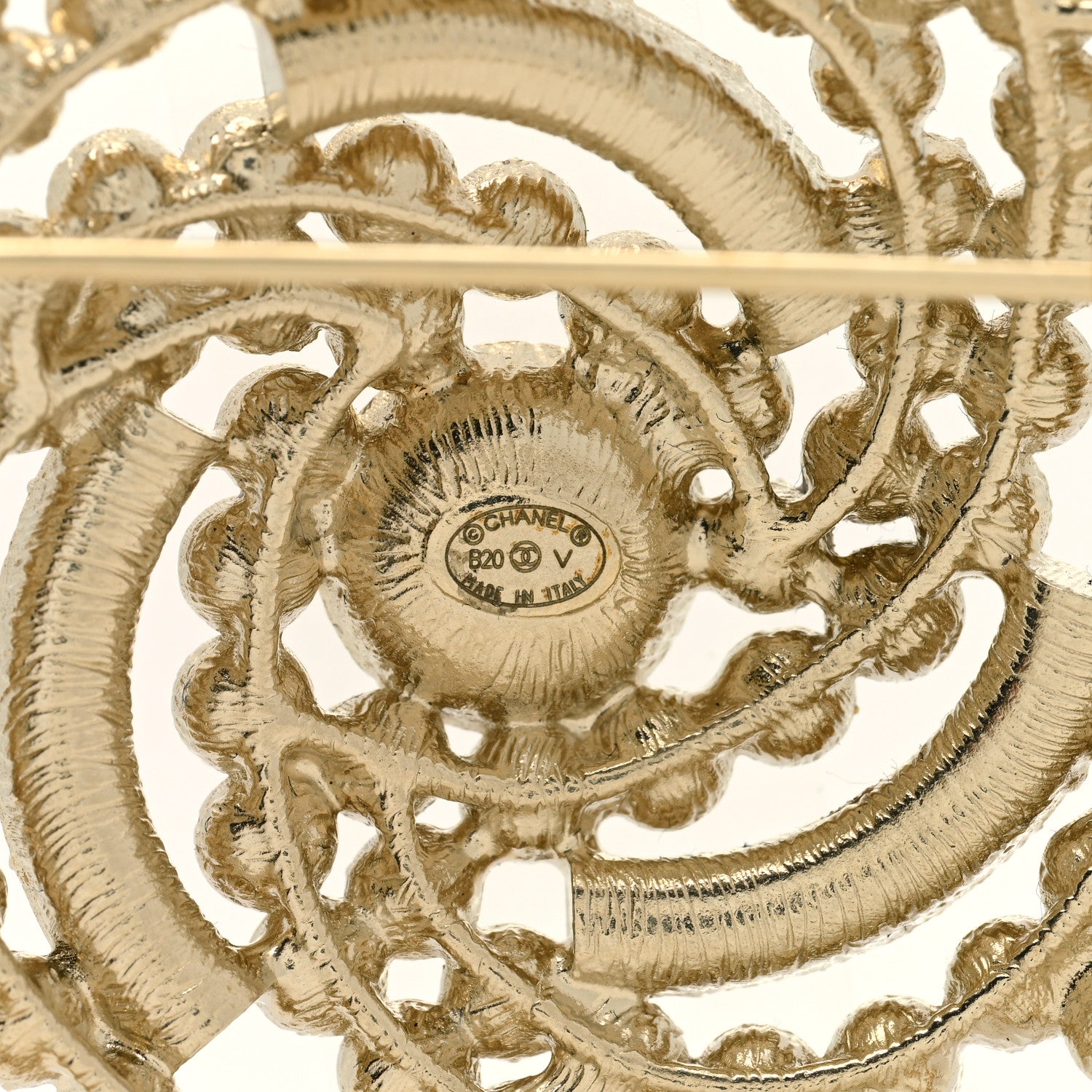 Chanel Pearl Crystal Lace Camellia Brooch Gold 4 of 5