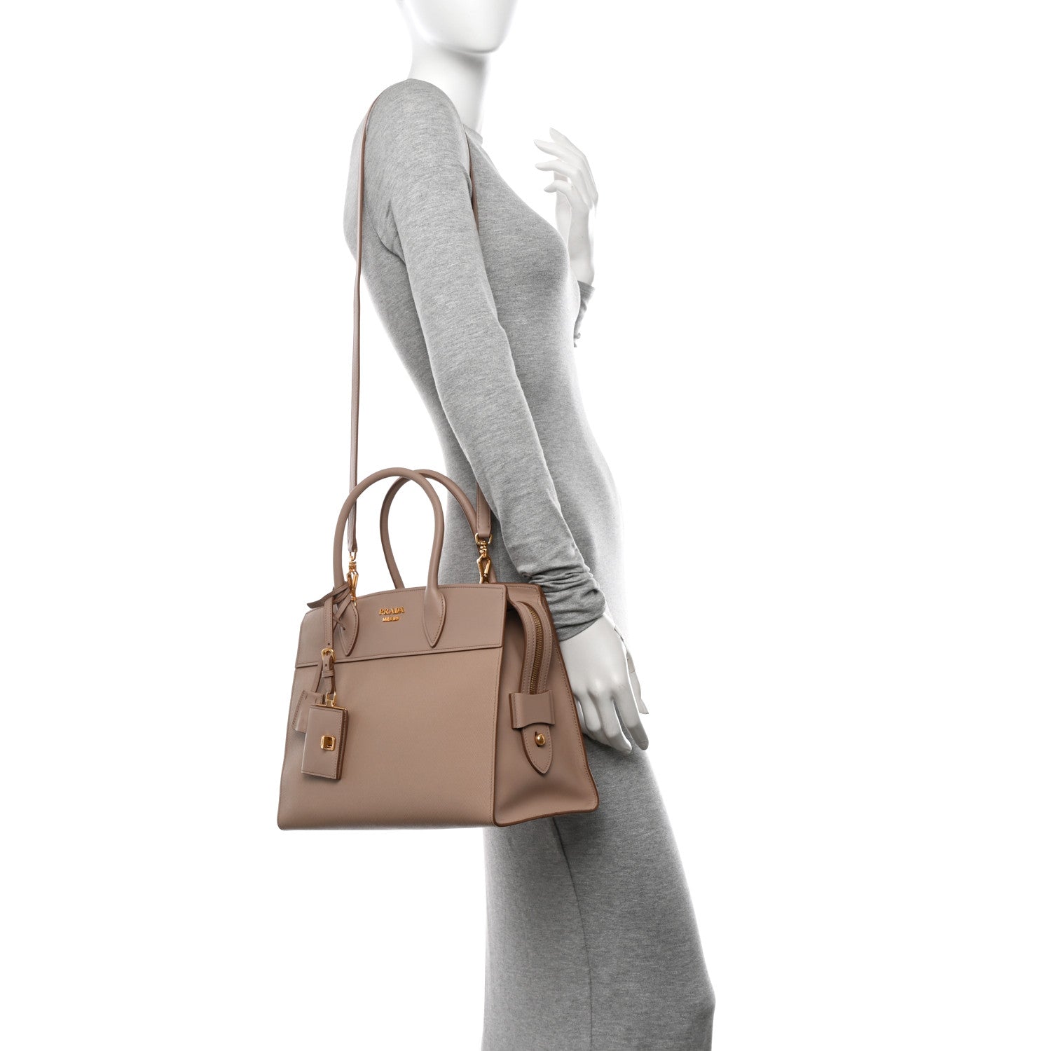 Prada Saffiano City Calfskin Medium Esplanade Cammeo 2 of 10