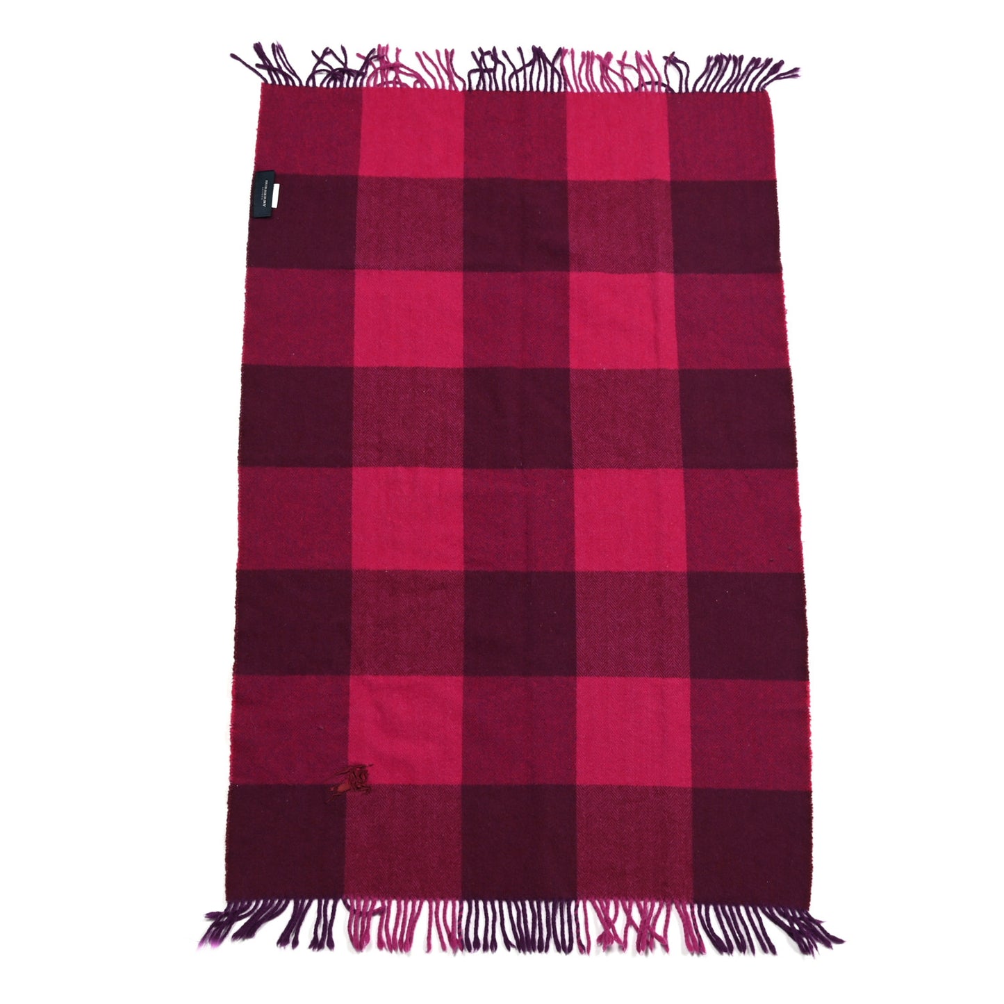Wool Check Fringe Scarf Garnet Pink