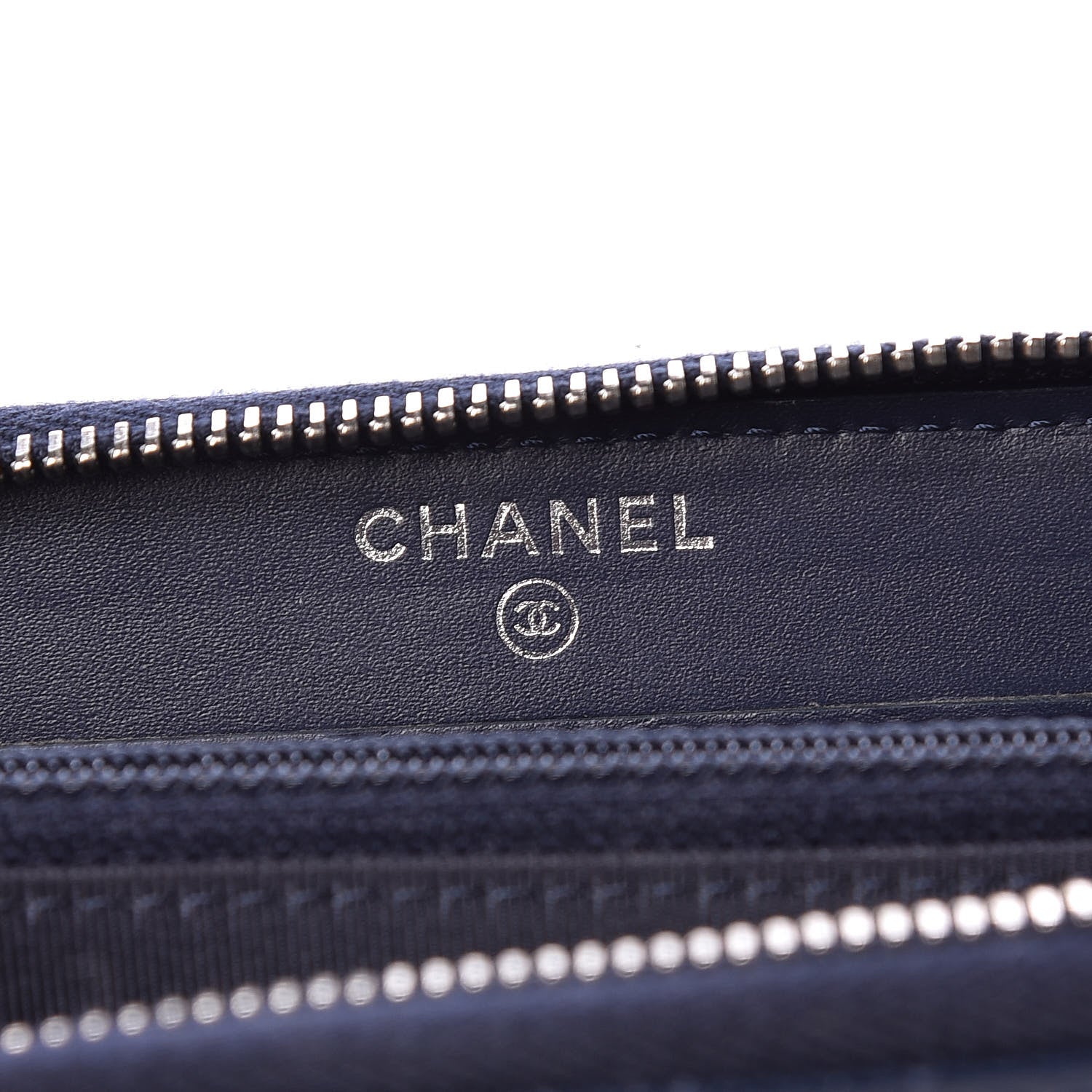 Chanel Caviar Chevron Quilted Small Zip Around Wallet Navy 6 of 10