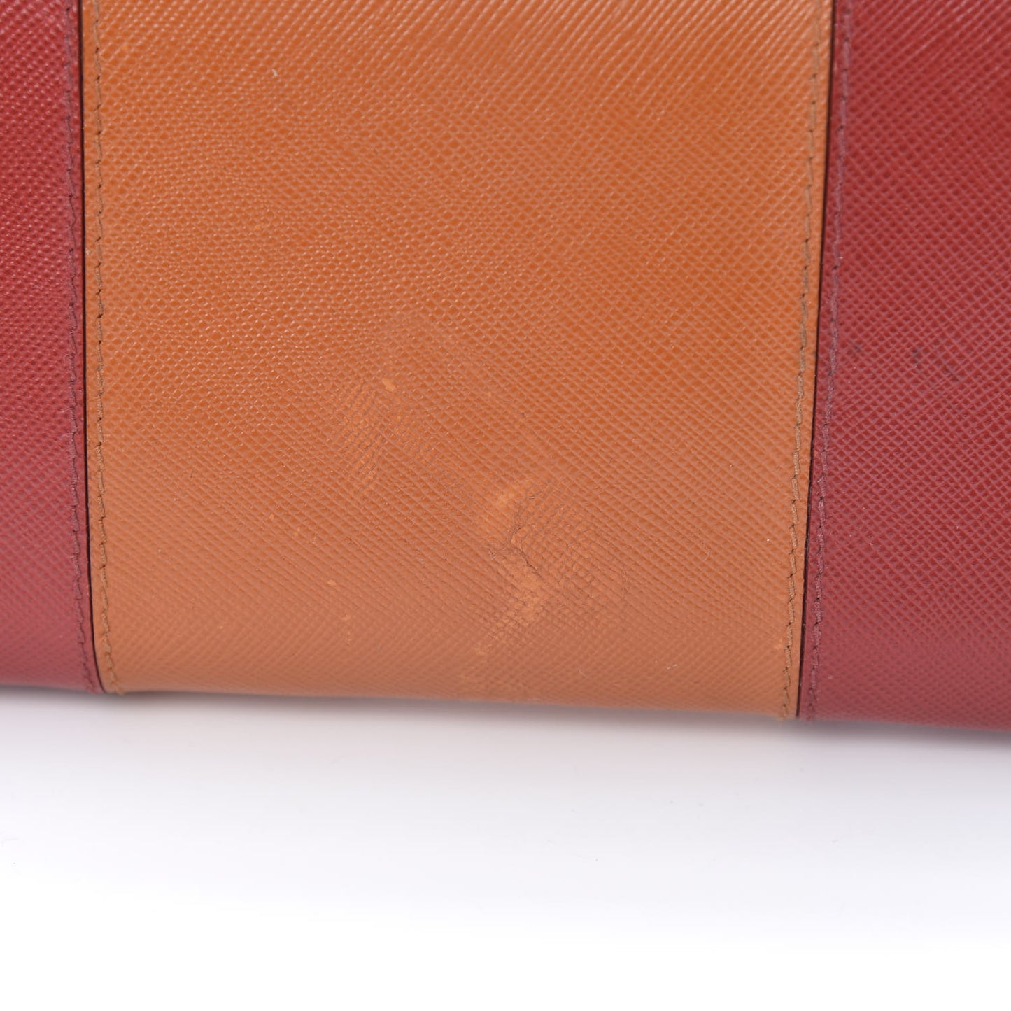Saffiano Bi-Color Metal Zip Around Wallet Fuocco Papaya