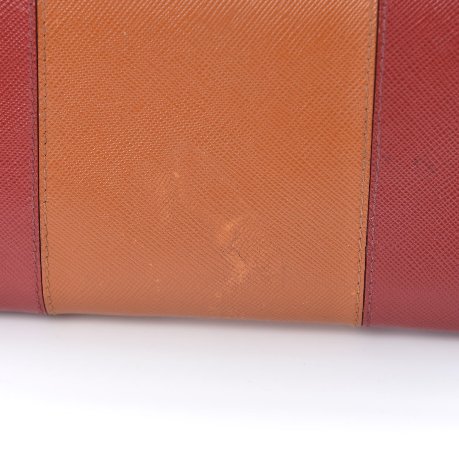 Prada Saffiano Bi-Color Metal Zip Around Wallet Fuocco Papaya 10 of 13
