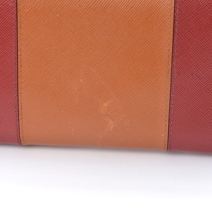 Prada Saffiano Bi-Color Metal Zip Around Wallet Fuocco Papaya 10 of 13
