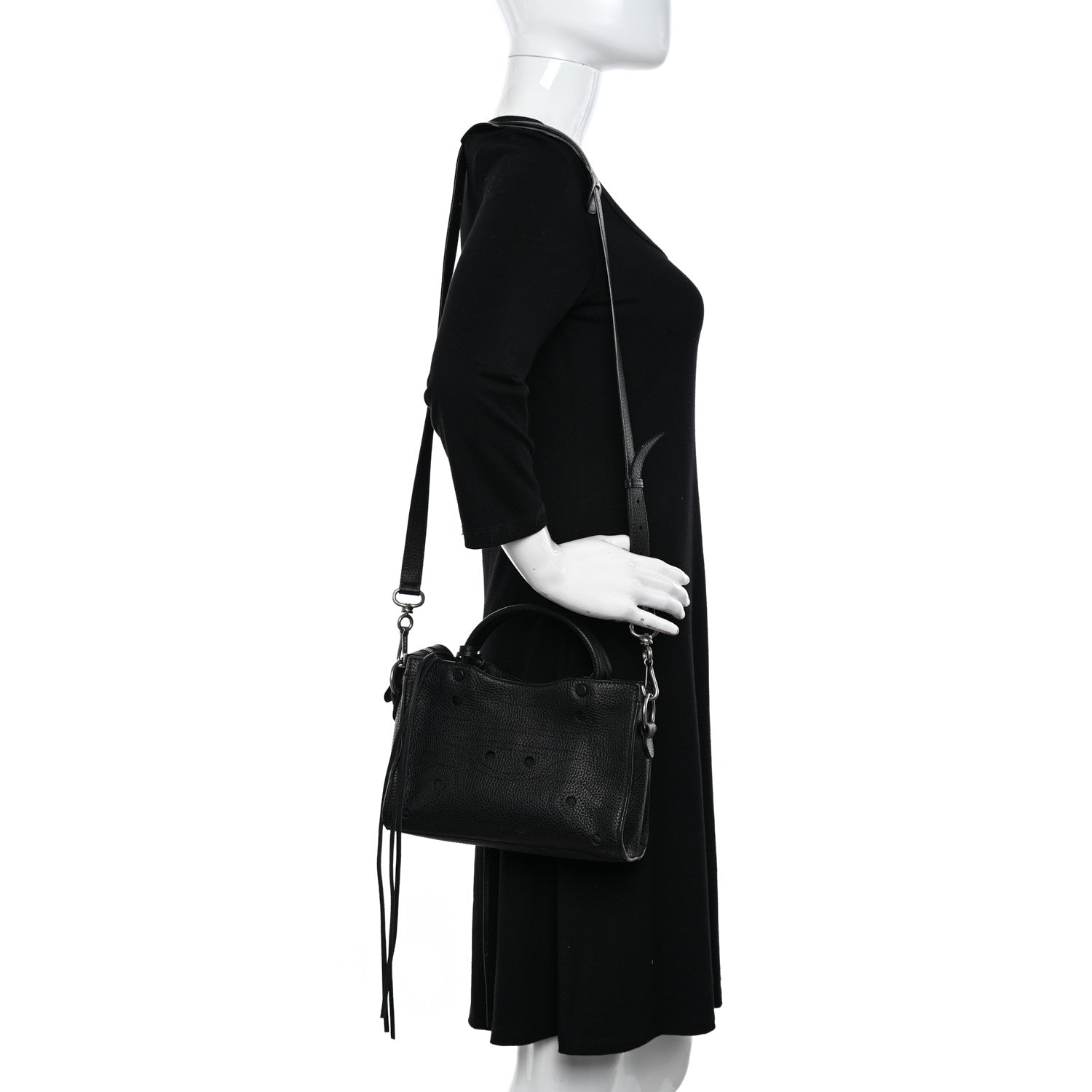 Balenciaga Veau Grana Perforated Blackout Hardware Nano City Black 2 of 11