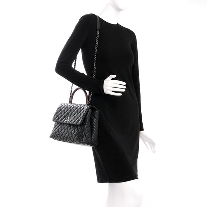 Chanel Caviar Lizard Quilted Medium Coco Handle Flap Black 2 of 8