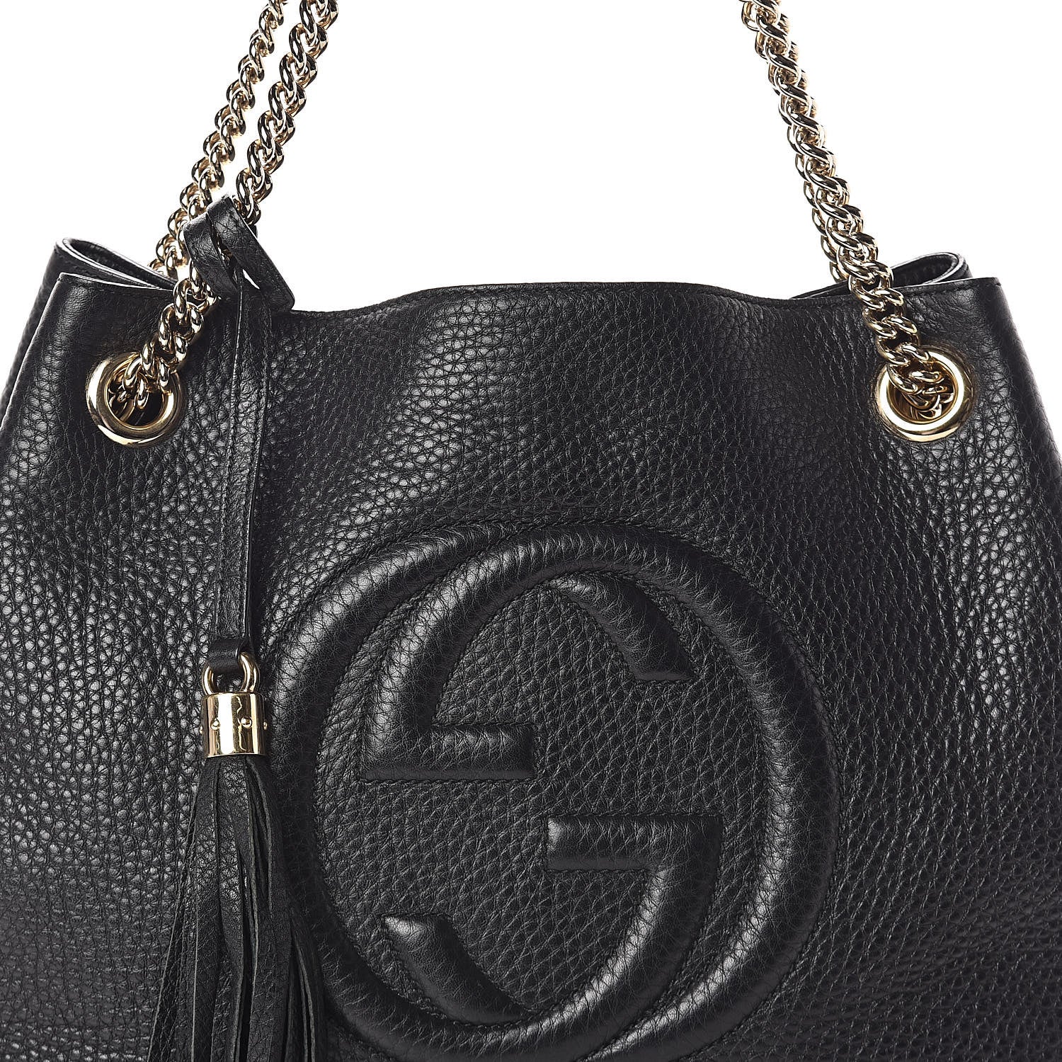 Gucci Pebbled Calfskin Medium Soho Chain Shoulder Bag Black 7 of 10