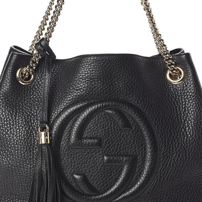 Gucci Pebbled Calfskin Medium Soho Chain Shoulder Bag Black 7 of 10