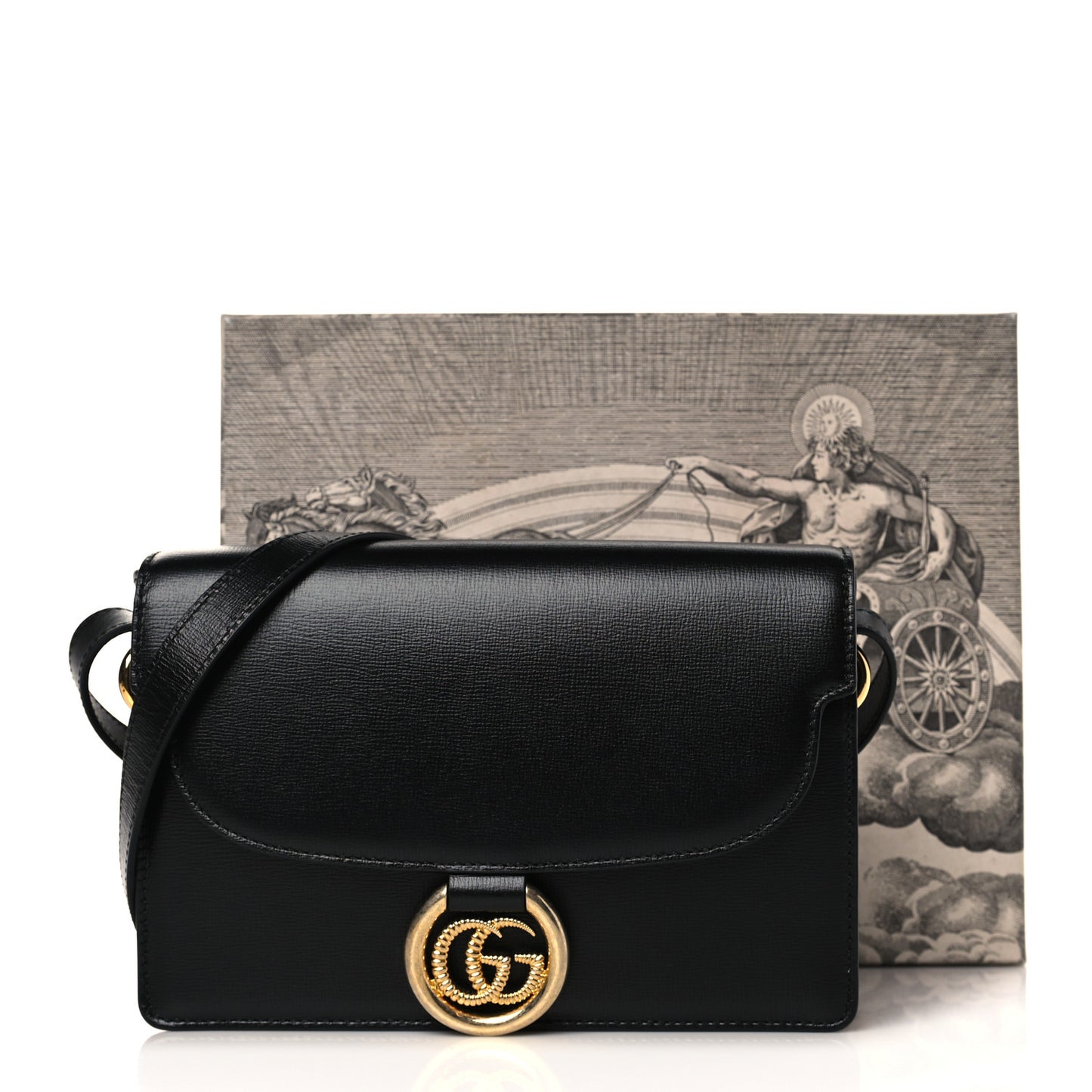 Textured Calfskin Small Torchon GG Ring Shoulder Bag Black