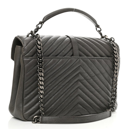 Saint Laurent Sheepskin Matelasse Chevron Monogram Large College Satchel Dark Anthracite 2 of 10