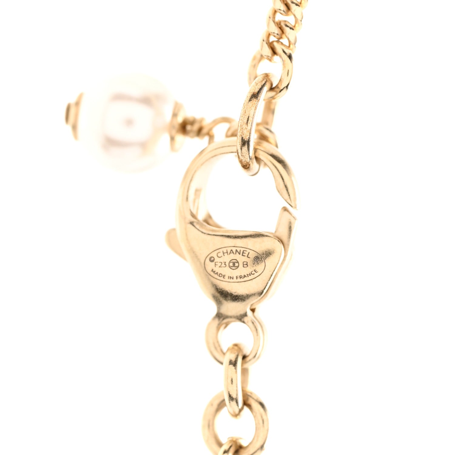 Chanel Crystal Pearl CC Heart Drop Chain Necklace Gold 5 of 7