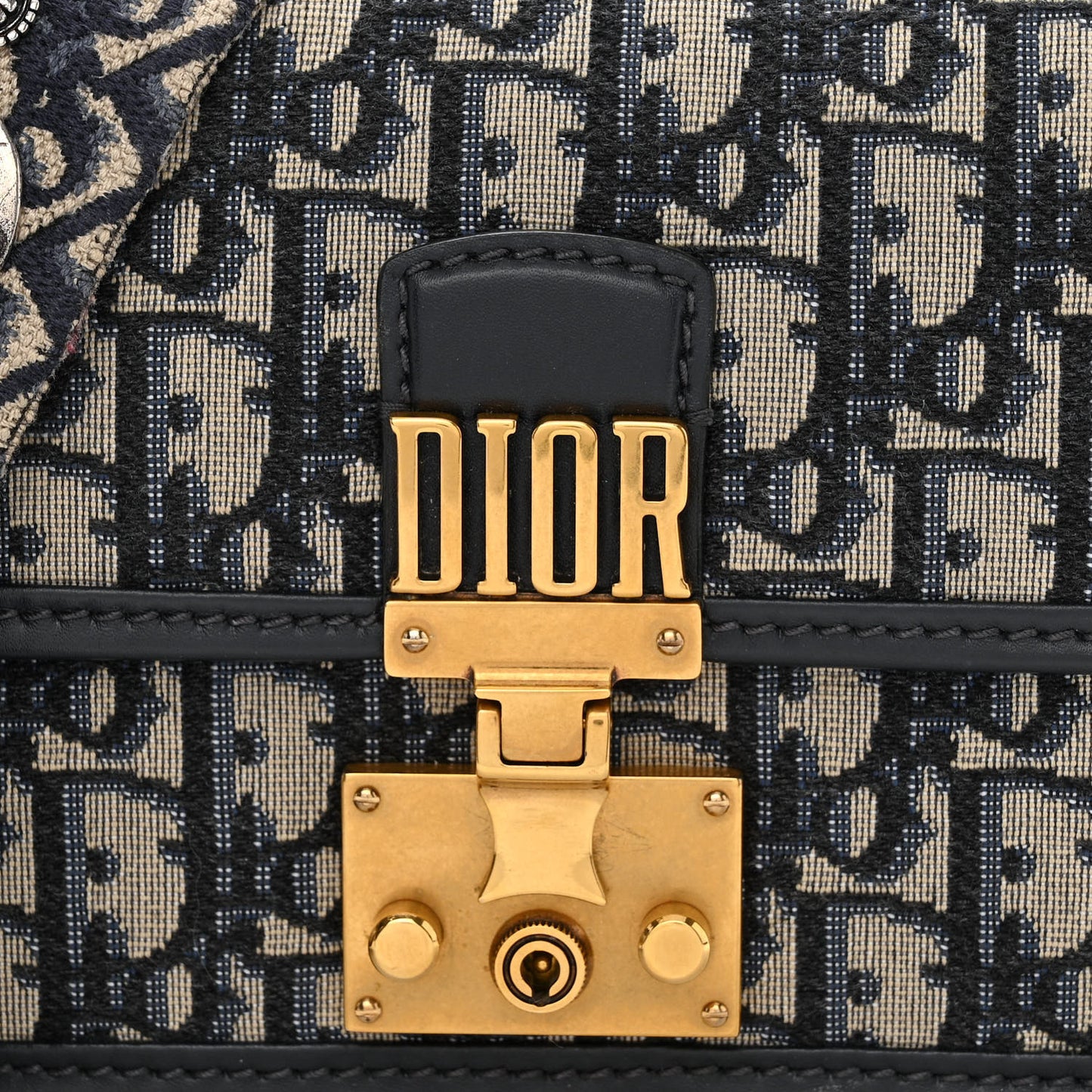 Oblique Small DiorAddict Flap Bag Navy Blue