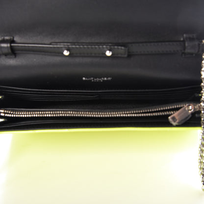 Saint Laurent Patent Grain De Poudre Matelasse Chevron Monogram Chain Wallet Neon Yellow 5 of 10