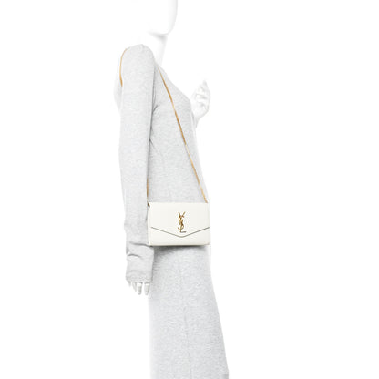 Saint Laurent Grain De Poudre Monogram Uptown Chain Wallet Crema Soft 2 of 12