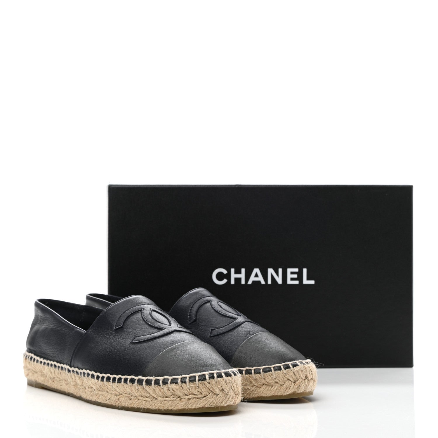 Chanel Lambskin CC Espadrilles 39 Navy Blue Dark Grey 11 of 11