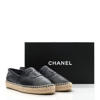 Chanel Lambskin CC Espadrilles 39 Navy Blue Dark Grey 11 of 11