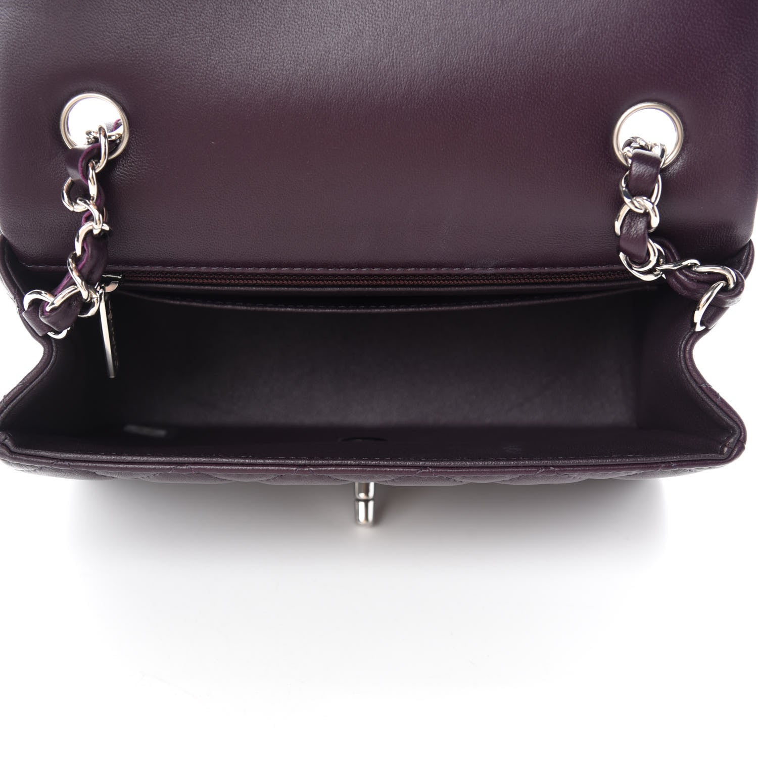 Chanel Lambskin Quilted Mini Rectangular Flap Dark Purple 5 of 11
