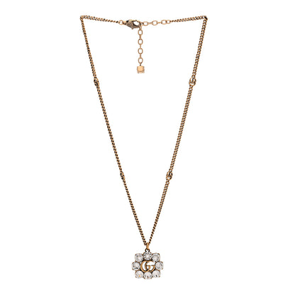 Gucci Crystal Embellished Double G Necklace Aged Gold 3 of 6