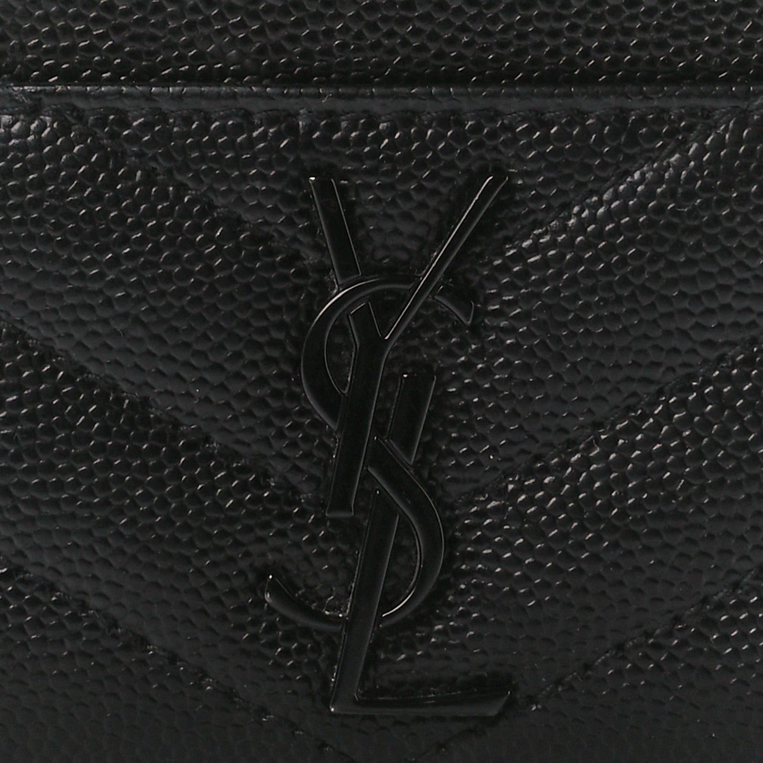 Saint Laurent Grain De Poudre Matelasse Chevron Monochrome Monogram Credit Card Case Black 8 of 10