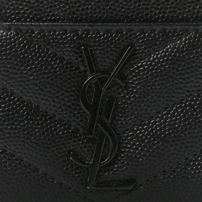 Saint Laurent Grain De Poudre Matelasse Chevron Monochrome Monogram Credit Card Case Black 8 of 10
