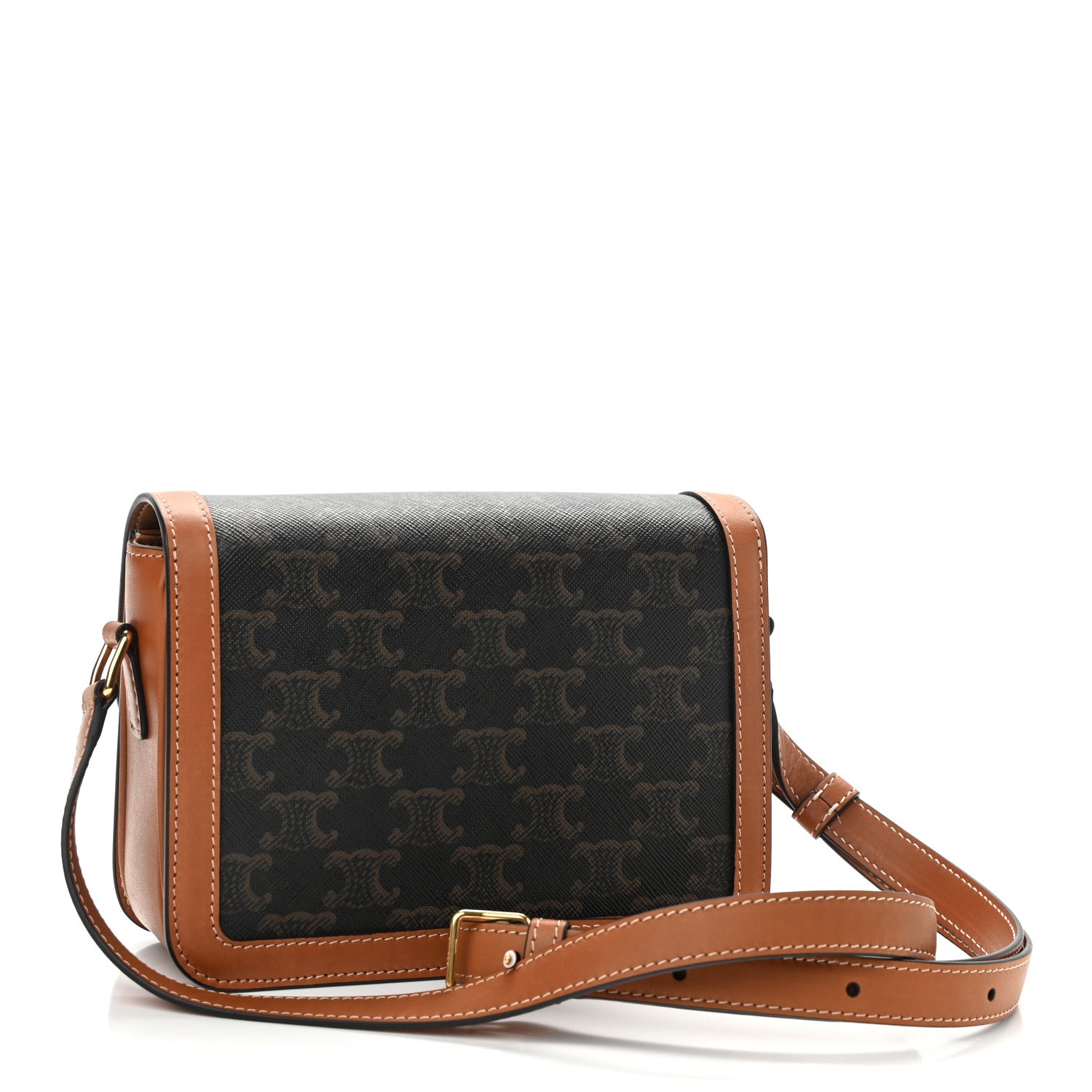 Celine Calfskin Triomphe Canvas Teen Triomphe Bag Tan 3 of 9